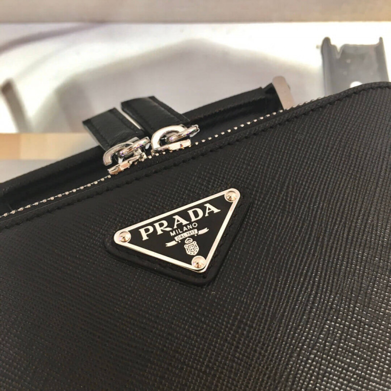 Prada Brique Saffiano Bolsa de cuero de cuero 2vh070-6