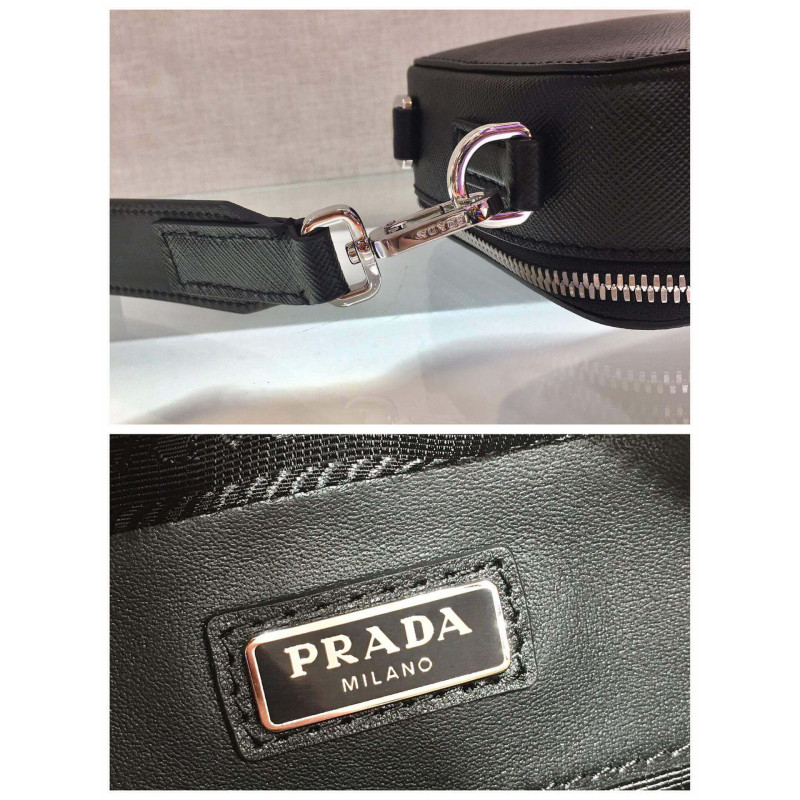 Prada Brique Saffiano Bolsa de cuero de cuero 2vh070-8