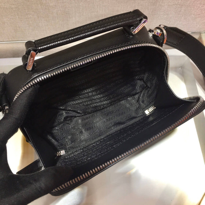 Prada Brique Saffiano Bolsa de cuero de cuero 2vh070-9