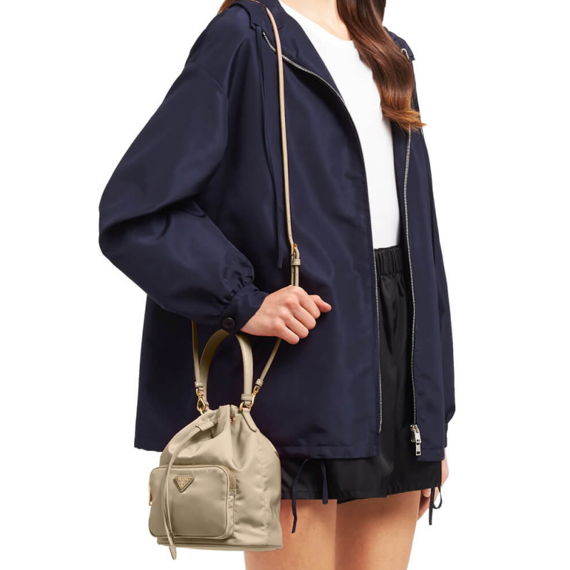 bolso de hombro de cuero de dueto de prada 1BH038-1