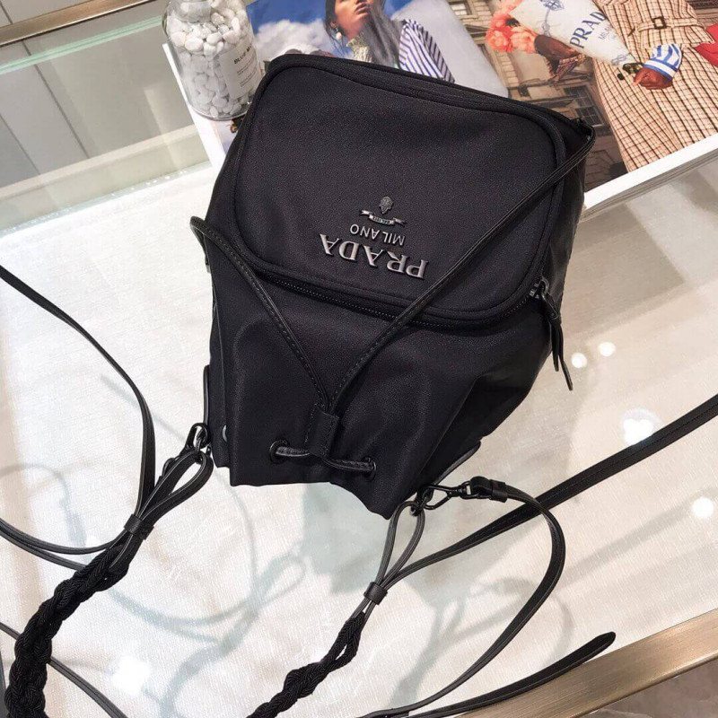 bolso de hombro de nylon de dueta de prada con adornos trenzado 1BH038-2