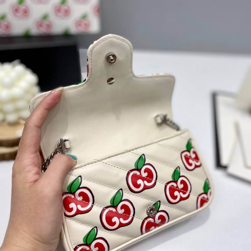 Gucci GG Apple Print Super Mini Bolsa 476433-12