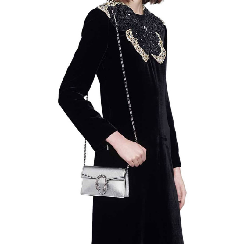 Gucci Silver Dionysus Super Mini Bolsa 476432-1