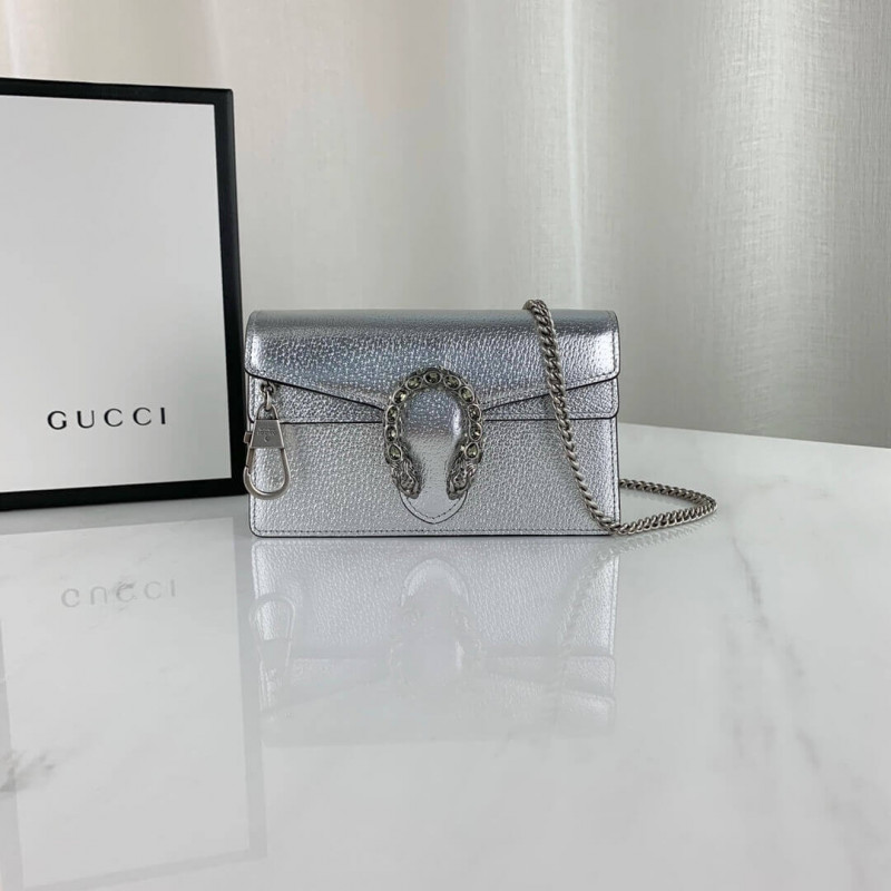 Gucci Silver Dionysus Super Mini Bolsa 476432-2
