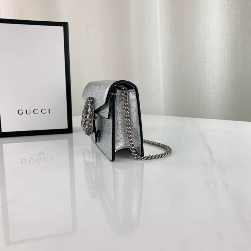 Gucci Silver Dionysus Super Mini Bolsa 476432-3