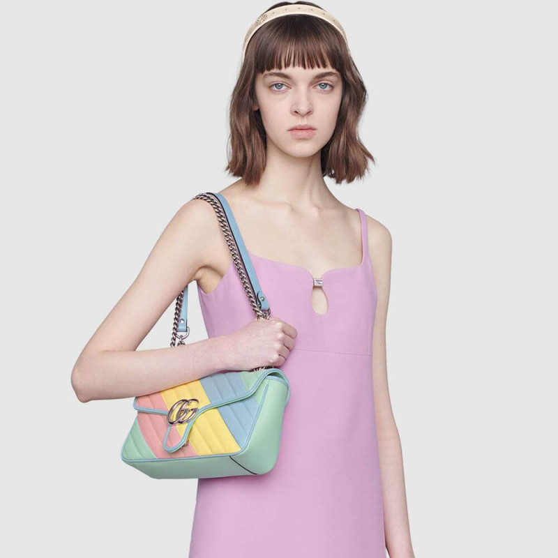 Gucci GG Marmont Pequeño hombro en pastel y arcoiris 443497-1