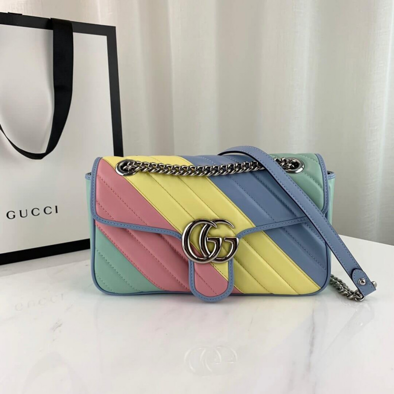 Gucci GG Marmont Pequeño hombro en pastel y arcoiris 443497-2