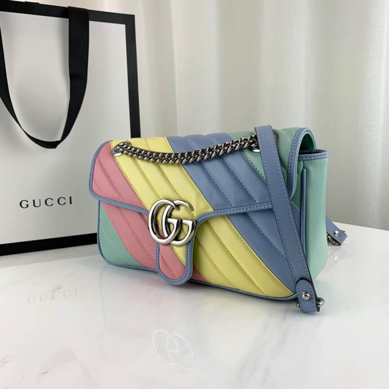 Gucci GG Marmont Pequeño hombro en pastel y arcoiris 443497-8