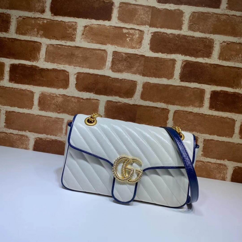 Gucci GG Marmont Bolso de hombro pequeño 443497 Blanco-1