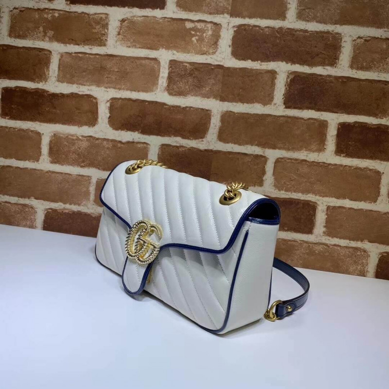 Gucci GG Marmont Bolso de hombro pequeño 443497 Blanco-2