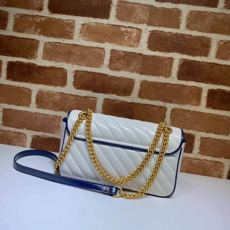 Gucci GG Marmont Bolso de hombro pequeño 443497 Blanco-3