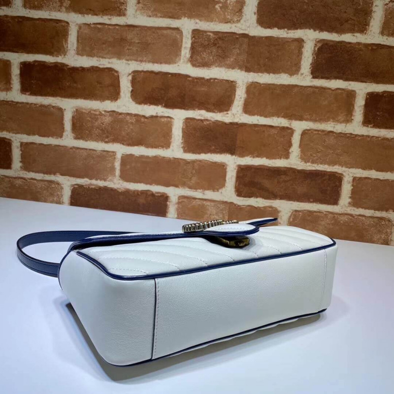 Gucci GG Marmont Bolso de hombro pequeño 443497 Blanco-4