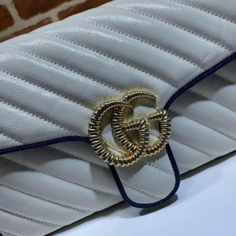 Gucci GG Marmont Bolso de hombro pequeño 443497 Blanco-5