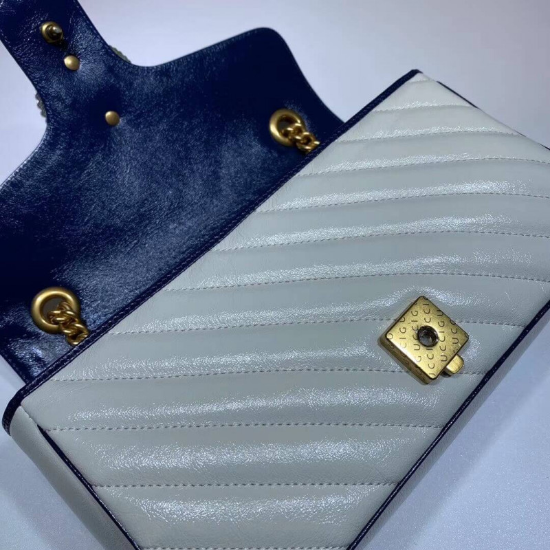 Gucci GG Marmont Bolso de hombro pequeño 443497 Blanco-6
