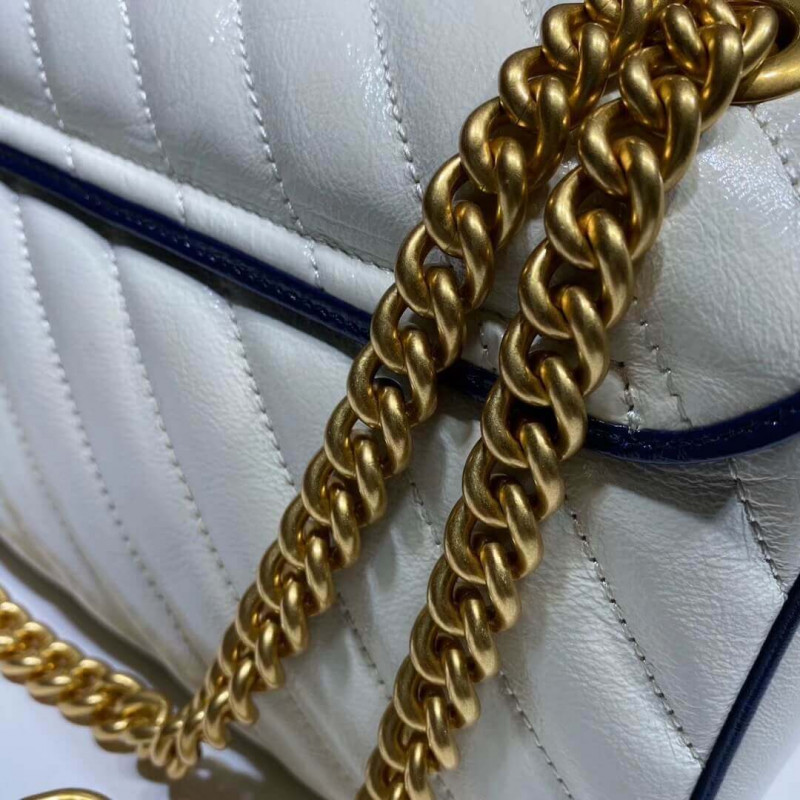 Gucci GG Marmont Bolso de hombro pequeño 443497 Blanco-7