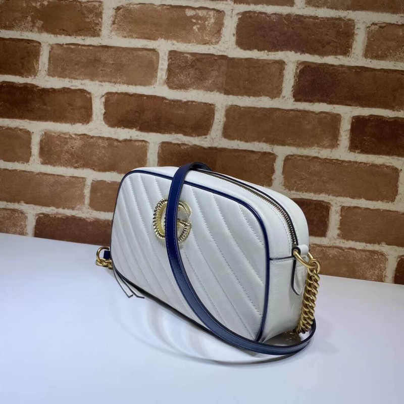 Gucci GG Marmont Bolso de hombro pequeño 447632 Blanco-2