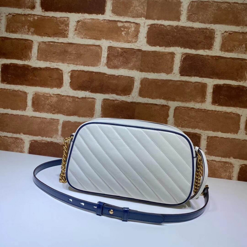 Gucci GG Marmont Bolso de hombro pequeño 447632 Blanco-3