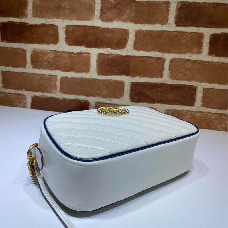 Gucci GG Marmont Bolso de hombro pequeño 447632 Blanco-4