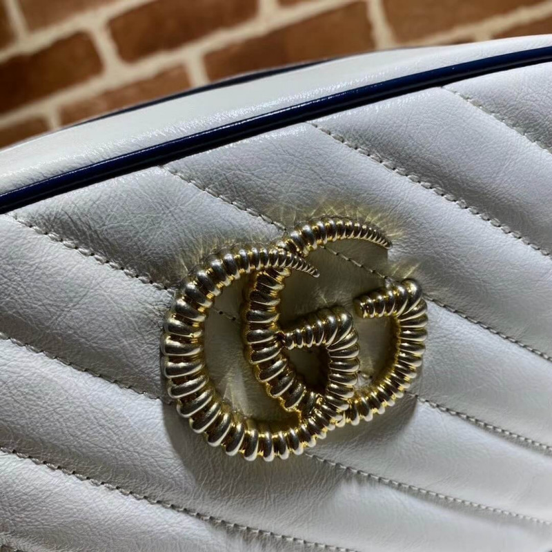 Gucci GG Marmont Bolso de hombro pequeño 447632 Blanco-5