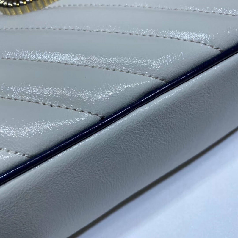 Gucci GG Marmont Bolso de hombro pequeño 447632 Blanco-6