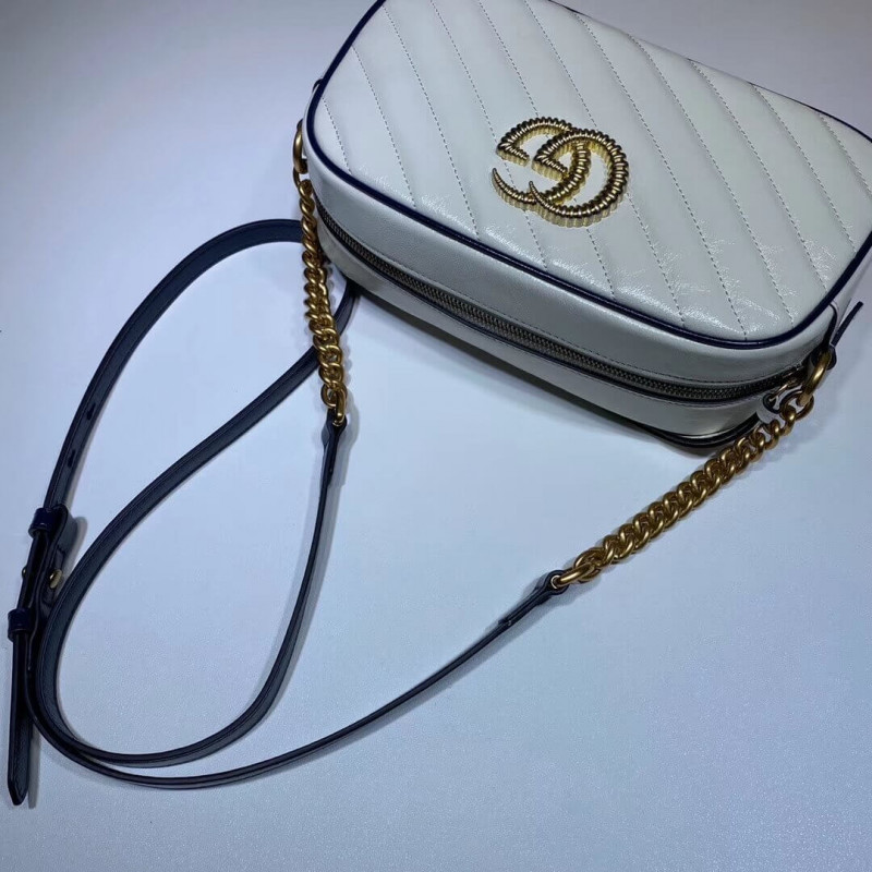 Gucci GG Marmont Bolso de hombro pequeño 447632 Blanco-7