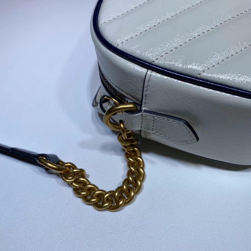 Gucci GG Marmont Bolso de hombro pequeño 447632 Blanco-8