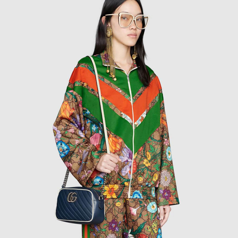 Gucci GG Marmont Bolso de hombro pequeño 447632 Azul-1