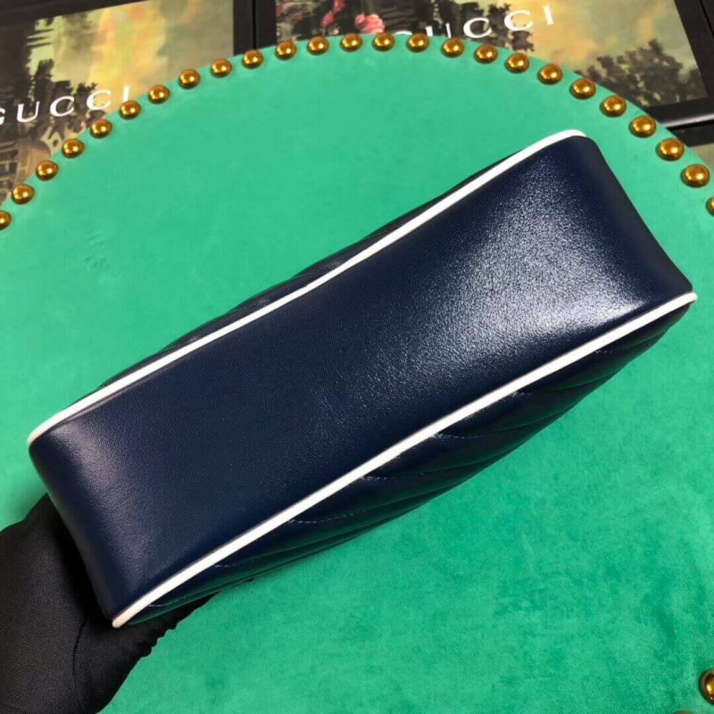 Gucci GG Marmont Bolso de hombro pequeño 447632 Azul-6