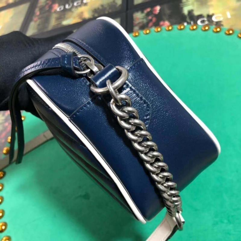 Gucci GG Marmont Bolso de hombro pequeño 447632 Azul-7