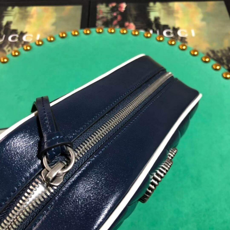 Gucci GG Marmont Bolso de hombro pequeño 447632 Azul-9