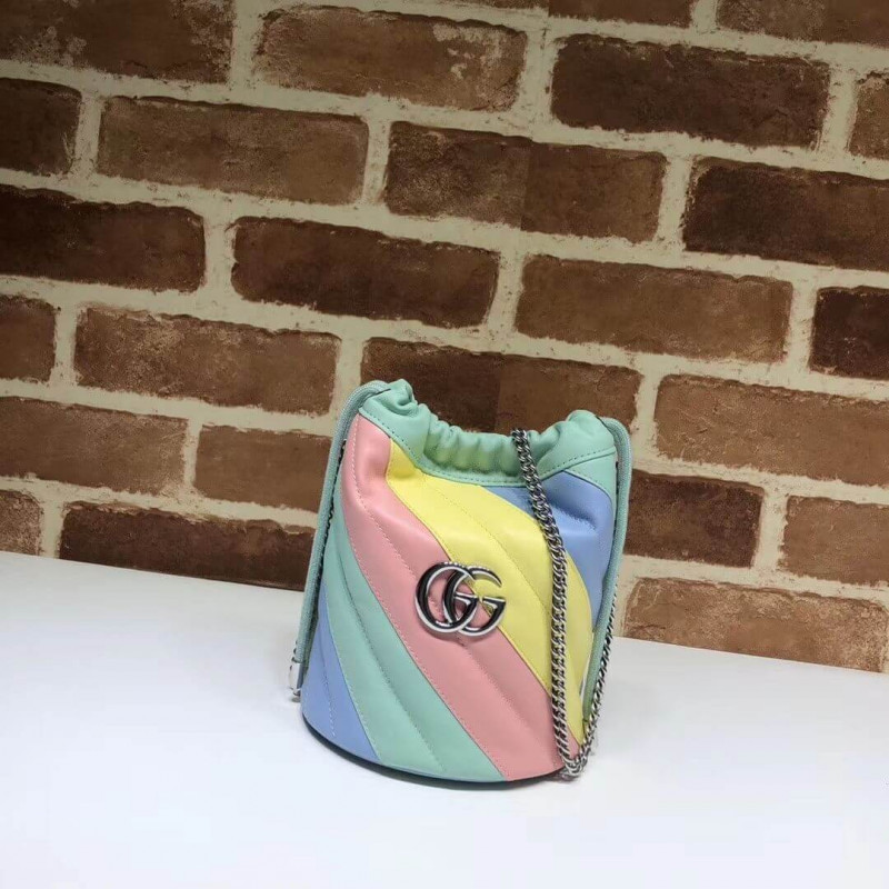 Gucci GG Marmont Mini Bucket Bolsas en pastel y arco iris 575163-1