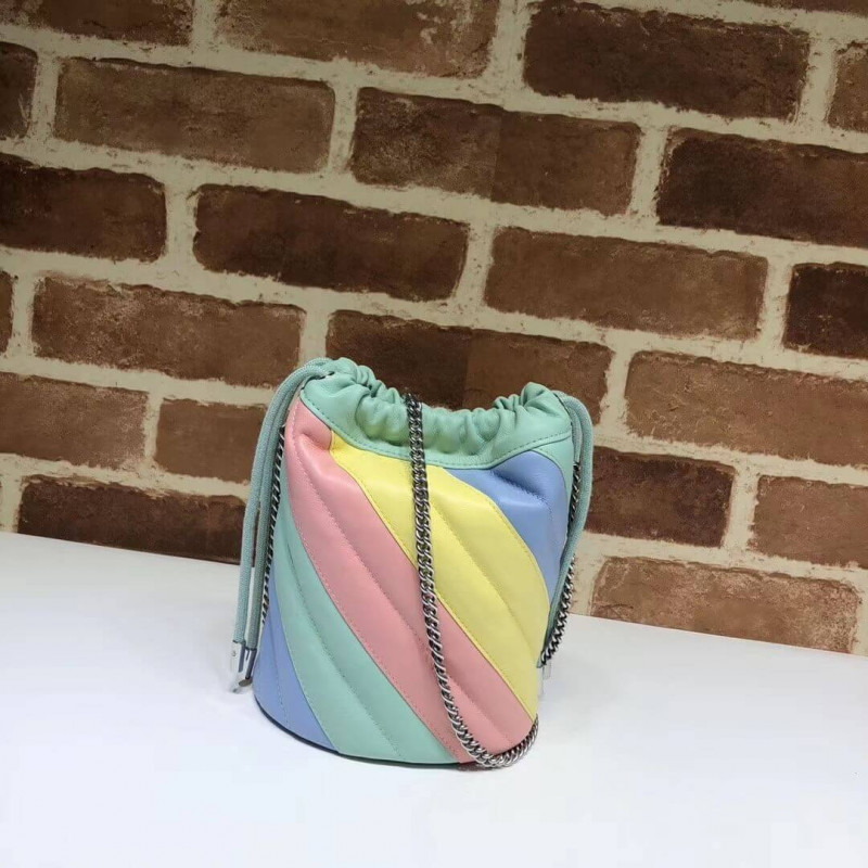 Gucci GG Marmont Mini Bucket Bolsas en pastel y arco iris 575163-3