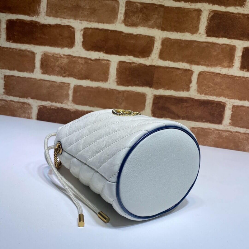 Gucci GG Marmont Mini Bucket Bolsa 575163 White-3