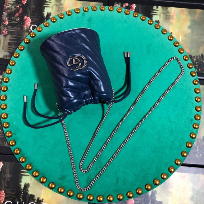 Gucci GG Marmont Mini Bucket Bolsa 575163 Azul-2
