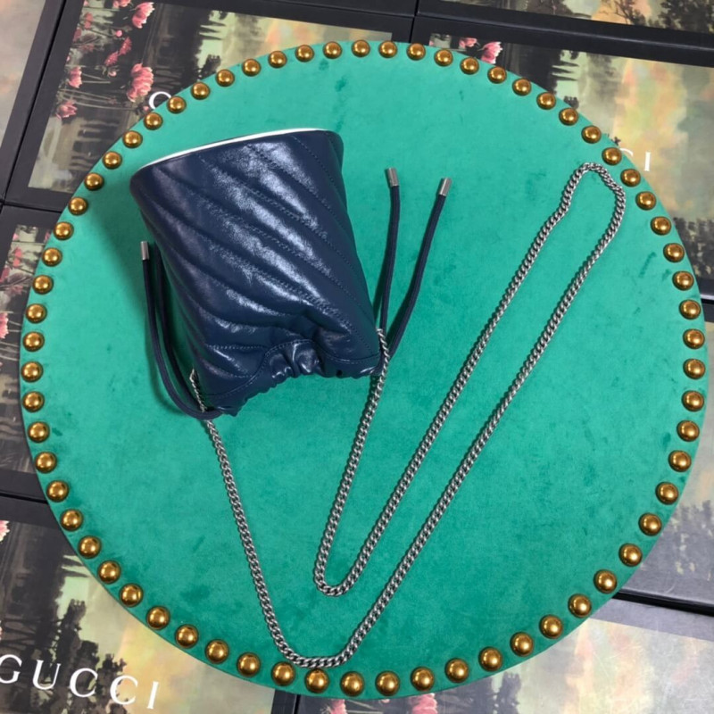 Gucci GG Marmont Mini Bucket Bolsa 575163 Azul-3