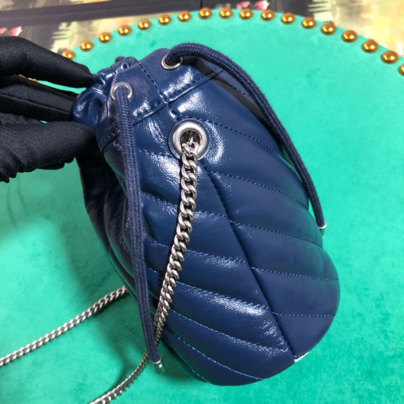 Gucci GG Marmont Mini Bucket Bolsa 575163 Azul-5