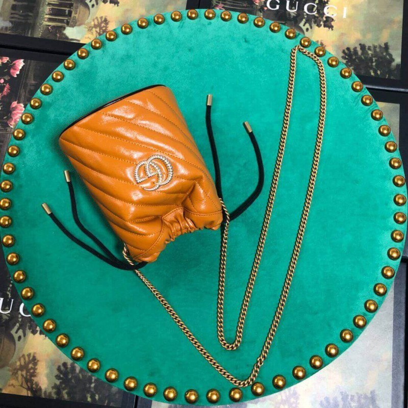 Gucci GG Marmont Mini Bucket Bolsa 575163 Cognac-2
