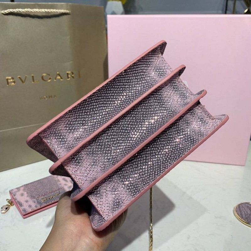 Bvlgari Serpenti Forever Crossbody Top Many Bolsa 18 cm en la piel Karung 284537 Rosa-4