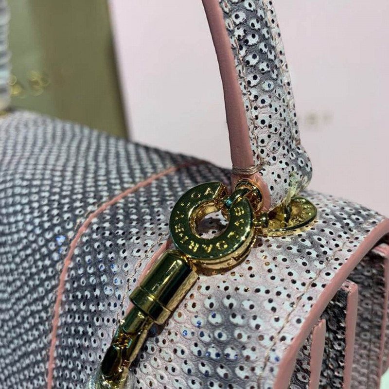 Bvlgari Serpenti Forever Crossbody Top Many Bolsa 18 cm en la piel Karung 284537 Rosa-6