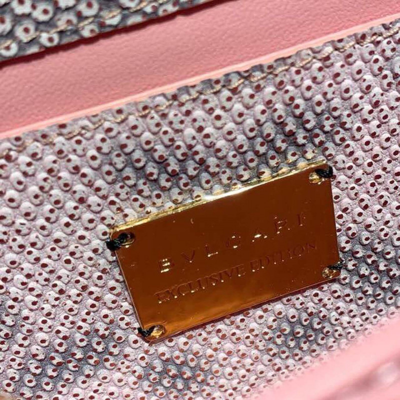 Bvlgari Serpenti Forever Crossbody Top Many Bolsa 18 cm en la piel Karung 284537 Rosa-14
