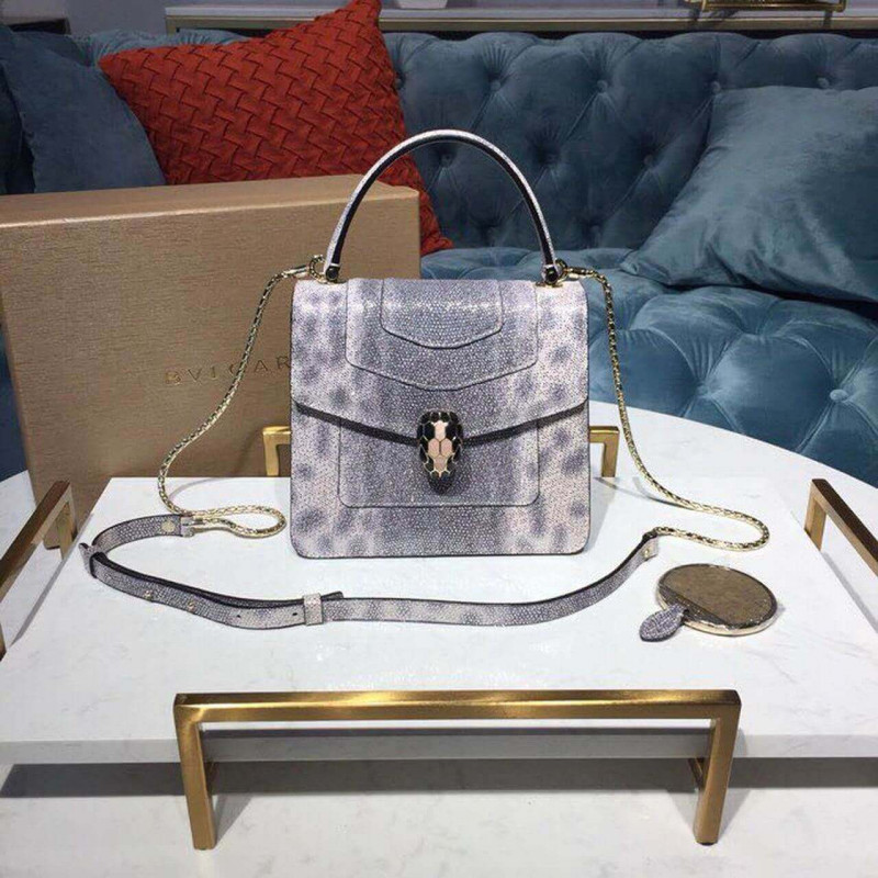 Bvlgari Serpenti Forever Crossbody Top Many Bolsa 18 cm en la piel Karung 284537 Blanco-1
