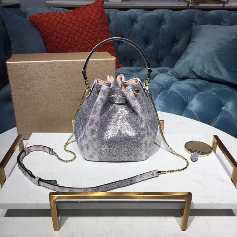 Bvlgari Serpenti Forever Bucket Bolsa 18cm en la piel Karung 289281 White-1