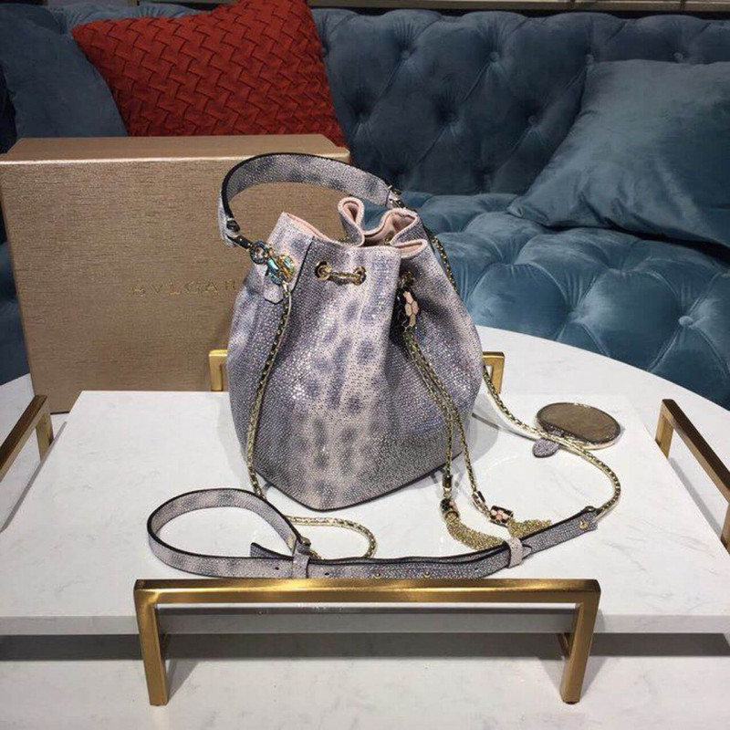 Bvlgari Serpenti Forever Bucket Bolsa 18cm en la piel Karung 289281 White-2