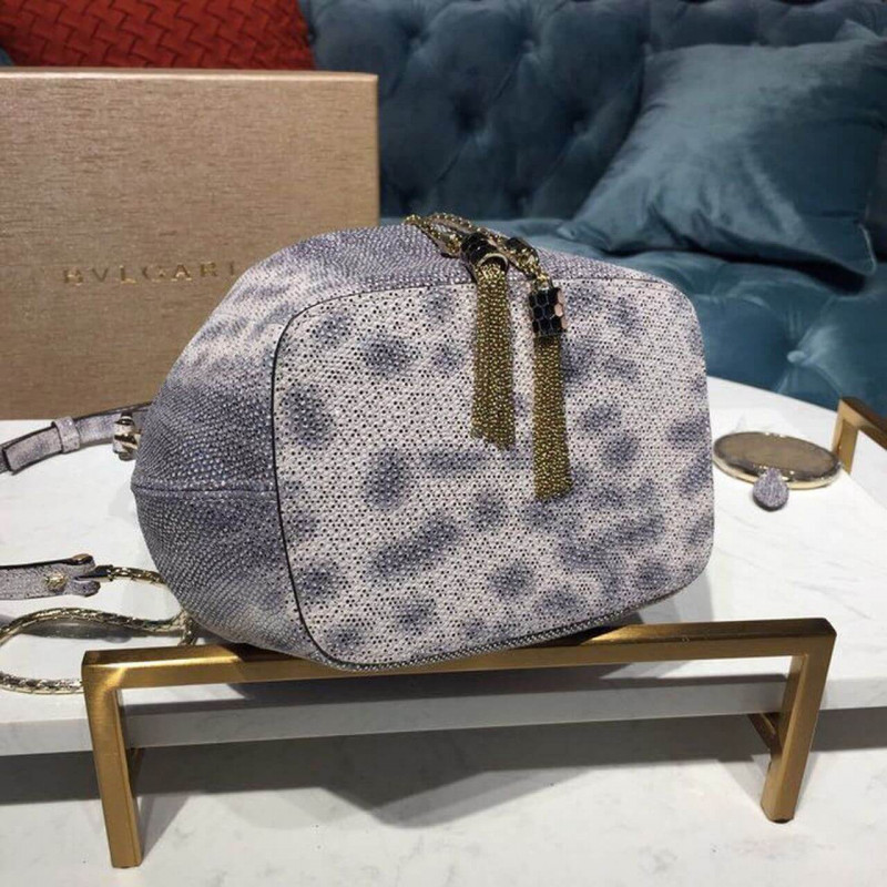 Bvlgari Serpenti Forever Bucket Bolsa 18cm en la piel Karung 289281 White-7