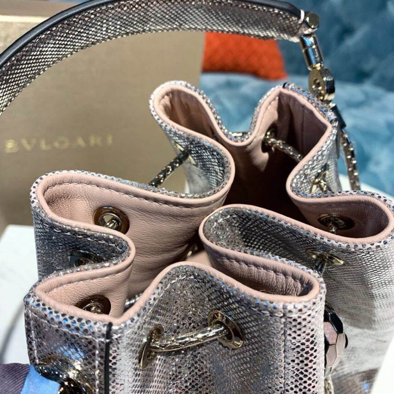 Bvlgari Serpenti Forever Bucket Bolsa 18cm en la piel Karung 289281 Rosa-1