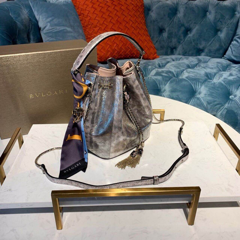 Bvlgari Serpenti Forever Bucket Bolsa 18cm en la piel Karung 289281 Rosa-2