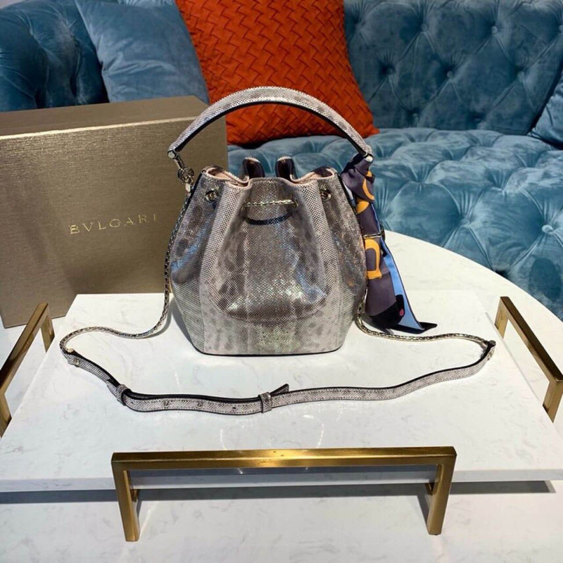 Bvlgari Serpenti Forever Bucket Bolsa 18cm en la piel Karung 289281 Rosa-5
