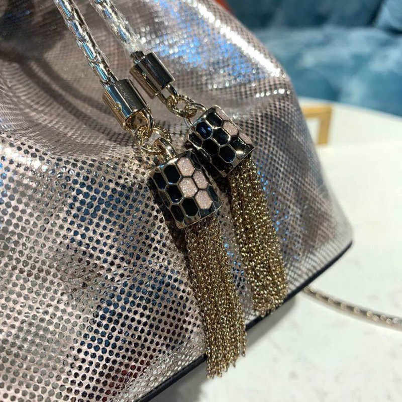 Bvlgari Serpenti Forever Bucket Bolsa 18cm en la piel Karung 289281 Rosa-7