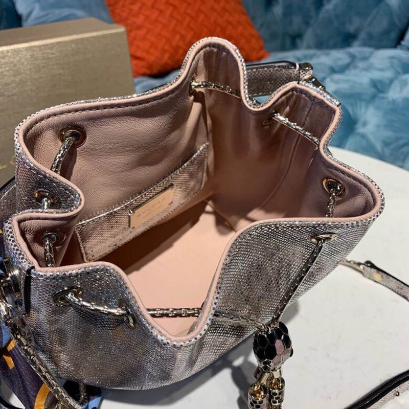 Bvlgari Serpenti Forever Bucket Bolsa 18cm en la piel Karung 289281 Rosa-9