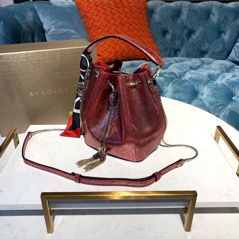 Bvlgari Serpenti Forever Bucket Bolsa 18cm en la piel Karung 289281 Rojo-1